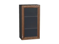 Шкаф верхний с 1-ой остекленной дверцей Шале Graphite, Brown Dreamline, 920, 500 В*Ш*Г 920*500*320, фасад МДФ/Стекло  Brown Dreamline, корпус  Graphite ms2510VVT_53810