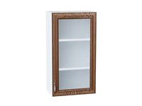 Шкаф верхний с 1-ой остекленной дверцей Шале Белый, Brown Dreamline, 920, 500 В*Ш*Г 920*500*320, фасад МДФ/Стекло  Brown Dreamline, корпус  Белый ms2510VVT_53804