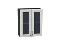 Шкаф верхний с 2-мя остекленными дверцами Шале Graphite, White Dreamline, 720, 600 В*Ш*Г 716*600*320, фасад МДФ/Стекло  White Dreamline, корпус  Graphite ms2510VVT_53831