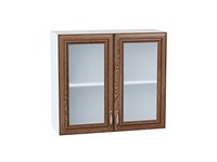 Шкаф верхний с 2-мя остекленными дверцами Шале Белый, Brown Dreamline, 720, 800 В*Ш*Г 716*800*320, фасад МДФ/Стекло  Brown Dreamline, корпус  Белый ms2510VVT_53836