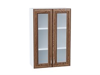 Шкаф верхний с 2-мя остекленными дверцами Шале Белый, Brown Dreamline, 920, 600 В*Ш*Г 920*600*320, фасад МДФ/Стекло  Brown Dreamline, корпус  Белый ms2510VVT_53837