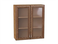 Шкаф верхний с 2-мя остекленными дверцами Шале Дуб Вотан, Brown Dreamline, 920, 800 В*Ш*Г 920*800*302, фасад   Brown Dreamline, корпус  Дуб Вотан ms2510VVT_61338