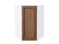 Шкаф верхний угловой Шале Белый, Brown Dreamline, 920 В*Ш*Г 920*600*600, фасад МДФ  Brown Dreamline, корпус  Белый ms2510VVT_53864