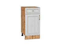 Шкаф нижний с 1-ой дверцей и ящиком Шале Дуб Вотан, White Dreamline, 400 В*Ш*Г 816*400*478, фасад МДФ  White Dreamline, корпус  Дуб Вотан ms2510VVT_61359