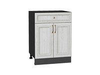 Шкаф нижний с 2-мя дверцами и ящиком Шале Graphite, White Dreamline, 600 В*Ш*Г 816*600*480, фасад МДФ  White Dreamline, корпус  Graphite ms2510VVT_53972