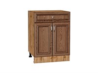Шкаф нижний с 2-мя дверцами и ящиком Шале Дуб Вотан, Brown Dreamline, 600 В*Ш*Г 816*600*480, фасад МДФ  Brown Dreamline, корпус  Дуб Вотан ms2510VVT_61378