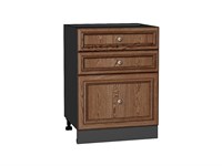 Шкаф нижний с 3-мя ящиками Шале Graphite, Brown Dreamline, 600 В*Ш*Г 816*600*480, фасад МДФ  Brown Dreamline, корпус  Graphite ms2510VVT_54001