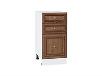 Шкаф нижний с 3-мя ящиками Шале Белый, Brown Dreamline, 400 В*Ш*Г 816*400*480, фасад МДФ  Brown Dreamline, корпус  Белый ms2510VVT_53994