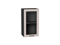 Шкаф верхний с 1-ой остекленной дверцей Барселона Graphite, Кашемир, 720, 400 В*Ш*Г 716*400*324, фасад МДФ/Стекло  Кашемир, корпус  Graphite ms2510VVT_53087