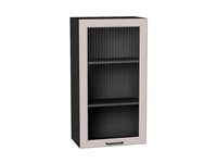 Шкаф верхний с 1-ой остекленной дверцей Барселона Graphite, Кашемир, 920, 500 В*Ш*Г 920*500*324, фасад МДФ/Стекло  Кашемир, корпус  Graphite ms2510VVT_53091