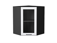 Шкаф верхний угловой остекленный Барселона Graphite, Белый, 720 В*Ш*Г 716*600*606, фасад МДФ/Стекло  Белый, корпус  Graphite ms2510VVT_53270