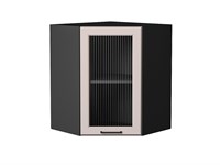 Шкаф верхний угловой остекленный Барселона Graphite, Кашемир, 720 В*Ш*Г 716*600*606, фасад МДФ/Стекло  Кашемир, корпус  Graphite ms2510VVT_53274