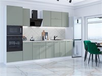 Кухонный гарнитур модульный Квадро-01 В*Ш*Г 2140*3000*600, фасад МДФ  Аквамарин, корпус  Белый, столешница  Пирит светлый ms2510VVT_74582