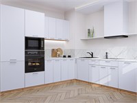 Кухонный гарнитур модульный Квадро-02 В*Ш*Г 2140*2400/2150*600, фасад МДФ  Белый, корпус  Дуб Вотан, столешница  Пирит светлый ms2510VVT_74592