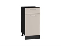 Шкаф нижний с 1-ой дверцей и ящиком Квадро Graphite, Кашемир, 400 В*Ш*Г 816*400*481, фасад МДФ  Кашемир, корпус  Graphite ms2510VVT_73508