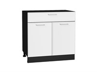 Шкаф нижний с 2-мя дверцами и ящиком Квадро Graphite, Белый, 800 В*Ш*Г 816*800*481, фасад МДФ  Белый, корпус  Graphite ms2510VVT_73583