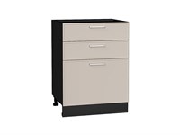Шкаф нижний с 3-мя ящиками Квадро Graphite, Кашемир, 600 В*Ш*Г 816*600*481, фасад МДФ  Кашемир, корпус  Graphite ms2510VVT_73656