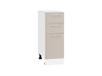 Шкаф нижний с 3-мя ящиками Квадро Белый, Кашемир, 300 В*Ш*Г 816*300*481, фасад МДФ  Кашемир, корпус  Белый ms2510VVT_73607