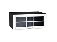 Шкаф верхний горизонтальный остекленный глубокий Дублин Graphite, Special White, 800 В*Ш*Г 358*800*574, фасад МДФ/Стекло  Special White, корпус  Graphite ms2510VVT_74254