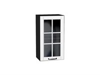 Шкаф верхний с 1-ой остекленной дверцей Дублин Graphite, Special White, 720, 400 В*Ш*Г 716*400*318, фасад МДФ/Стекло  Special White, корпус  Graphite ms2510VVT_74343