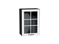 Шкаф верхний с 1-ой остекленной дверцей Дублин Graphite, Special White, 720, 500 В*Ш*Г 716*500*318, фасад МДФ/Стекло  Special White, корпус  Graphite ms2510VVT_74344