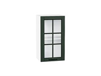 Шкаф верхний с 1-ой остекленной дверцей Дублин Белый, Special Green, 720, 400 В*Ш*Г 716*400*318, фасад МДФ/Стекло  Special Green, корпус  Белый ms2510VVT_74319