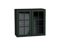 Шкаф верхний с 2-мя остекленными дверцами Дублин Graphite, Special Green, 720, 800 В*Ш*Г 716*800*318, фасад МДФ/Стекло  Special Green, корпус  Graphite ms2510VVT_74309