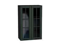 Шкаф верхний с 2-мя остекленными дверцами Дублин Graphite, Special Green, 920, 600 В*Ш*Г 920*600*318, фасад МДФ/Стекло  Special Green, корпус  Graphite ms2510VVT_74310