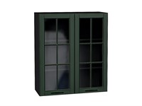 Шкаф верхний с 2-мя остекленными дверцами Дублин Graphite, Special Green, 920, 800 В*Ш*Г 920*800*318, фасад МДФ/Стекло  Special Green, корпус  Graphite ms2510VVT_74311