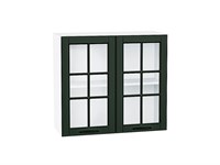 Шкаф верхний с 2-мя остекленными дверцами Дублин Белый, Special Green, 720, 800 В*Ш*Г 716*800*318, фасад МДФ/Стекло  Special Green, корпус  Белый ms2510VVT_74293