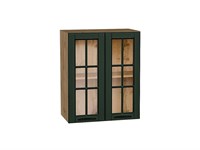 Шкаф верхний с 2-мя остекленными дверцами Дублин Дуб Вотан, Special Green, 720, 600 В*Ш*Г 716*600*318, фасад МДФ/Стекло  Special Green, корпус  Дуб Вотан ms2510VVT_74300