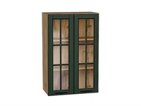 Шкаф верхний с 2-мя остекленными дверцами Дублин Дуб Вотан, Special Green, 920, 600 В*Ш*Г 920*600*318, фасад МДФ/Стекло  Special Green, корпус  Дуб Вотан ms2510VVT_74302