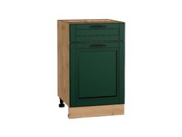 Шкаф нижний с 1-ой дверцей и ящиком Дублин Дуб Вотан, Special Green, 500 В*Ш*Г 816*500*478, фасад МДФ  Special Green, корпус  Дуб Вотан ms2510VVT_73478