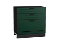 Шкаф нижний с 3-мя ящиками Дублин Graphite, Special Green, 800 В*Ш*Г 816*800*478, фасад МДФ  Special Green, корпус  Graphite ms2510VVT_73658