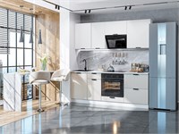 Кухонный гарнитур модульный Евро Лайн-02 В*Ш*Г 2140*2000*600, фасад МДФ  Белый/Агат, корпус  Белый, столешница  Снежный мрамор ms2510VVT_59766