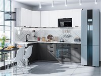 Кухонный гарнитур модульный Евро Лайн-05 В*Ш*Г 2140*1400/2400*600, фасад МДФ  Белый/Антрацит, корпус  Graphite, столешница  Пирит светлый ms2510VVT_77603