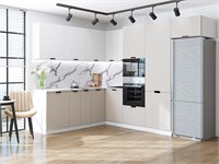 Кухонный гарнитур модульный Евро Лайн-03 В*Ш*Г 2140*2150/2800*600, фасад МДФ  Агат/Белый, корпус  Белый, столешница  Гранит белый глянец ms2510VVT_77594