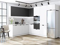 Кухонный гарнитур модульный Евро Лайн-03 В*Ш*Г 2140*2150/2800*600, фасад МДФ  Антрацит/Белый, корпус  Белый, столешница  Пирит светлый ms2510VVT_77595