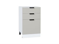 Шкаф нижний с 3-мя ящиками Евро Белый, Агат, 500 В*Ш*Г 816*500*478, фасад МДФ  Агат, корпус  Белый ms2510VVT_59254