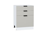 Шкаф нижний с 3-мя ящиками Евро Белый, Агат, 600 В*Ш*Г 816*600*478, фасад МДФ  Агат, корпус  Белый ms2510VVT_59255