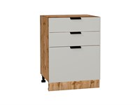 Шкаф нижний с 3-мя ящиками Евро Дуб Вотан, Агат, 600 В*Ш*Г 816*600*478, фасад МДФ  Агат, корпус  Дуб Вотан ms2510VVT_62109