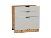 Шкаф нижний с 3-мя ящиками Евро Дуб Вотан, Агат, 800 В*Ш*Г 816*800*478, фасад МДФ  Агат, корпус  Дуб Вотан ms2510VVT_62110