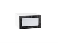 Шкаф верхний горизонтальный остекленный глубокий Валерия-М Белый, Черный металлик дождь, 600 В*Ш*Г 358*600*574, фасад МДФ/Стекло  Черный металлик дождь, корпус  Белый ms2510VVT_45653