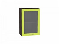 Шкаф верхний с 1-ой остекленной дверцей Валерия-М Graphite, Лайм глянец, 500 В*Ш*Г 716*500*318, фасад МДФ/Стекло  Лайм глянец, корпус  Graphite ms2510VVT_37841