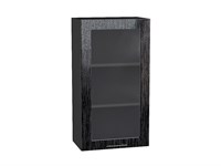 Шкаф верхний с 1-ой остекленной дверцей Валерия-М Graphite, Черный металлик дождь, 920, 500 В*Ш*Г 920*500*318, фасад МДФ/Стекло  Черный металлик дождь, корпус  Graphite ms2510VVT_40741