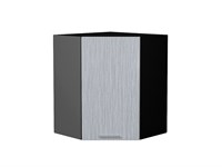 Шкаф верхний угловой Валерия-М Graphite, Серый металлик дождь светлый, 720 В*Ш*Г 716*600*600, фасад МДФ  Серый металлик дождь светлый, корпус  Graphite ms2510VVT_37966