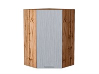 Шкаф верхний угловой Валерия-М Дуб Вотан, Серый металлик дождь светлый, 920 В*Ш*Г 920*600*600, фасад МДФ  Серый металлик дождь светлый, корпус  Дуб Вотан ms2510VVT_63755