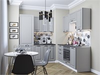 Кухонный гарнитур модульный Ницца Royal-03 В*Ш*Г 2140*1600/1600*600, фасад МДФ/Стекло  Magnum, корпус  Белый, столешница  Черный детройт ms2510VVT_26932
