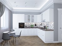 Кухонный гарнитур модульный Ницца-04 В*Ш*Г 2340*3200/2700*600, фасад МДФ/Стекло  Белый, корпус  Белый, столешница  Мрамор черный ms2510VVT_77624