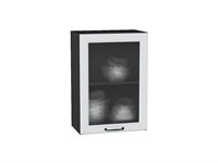 Шкаф верхний с 1-ой остекленной дверцей Ницца Graphite, Blanco, 720, 500, Кризет В*Ш*Г 716*500*318, фасад МДФ/Стекло  Blanco, корпус  Graphite ms2510VVT_44203